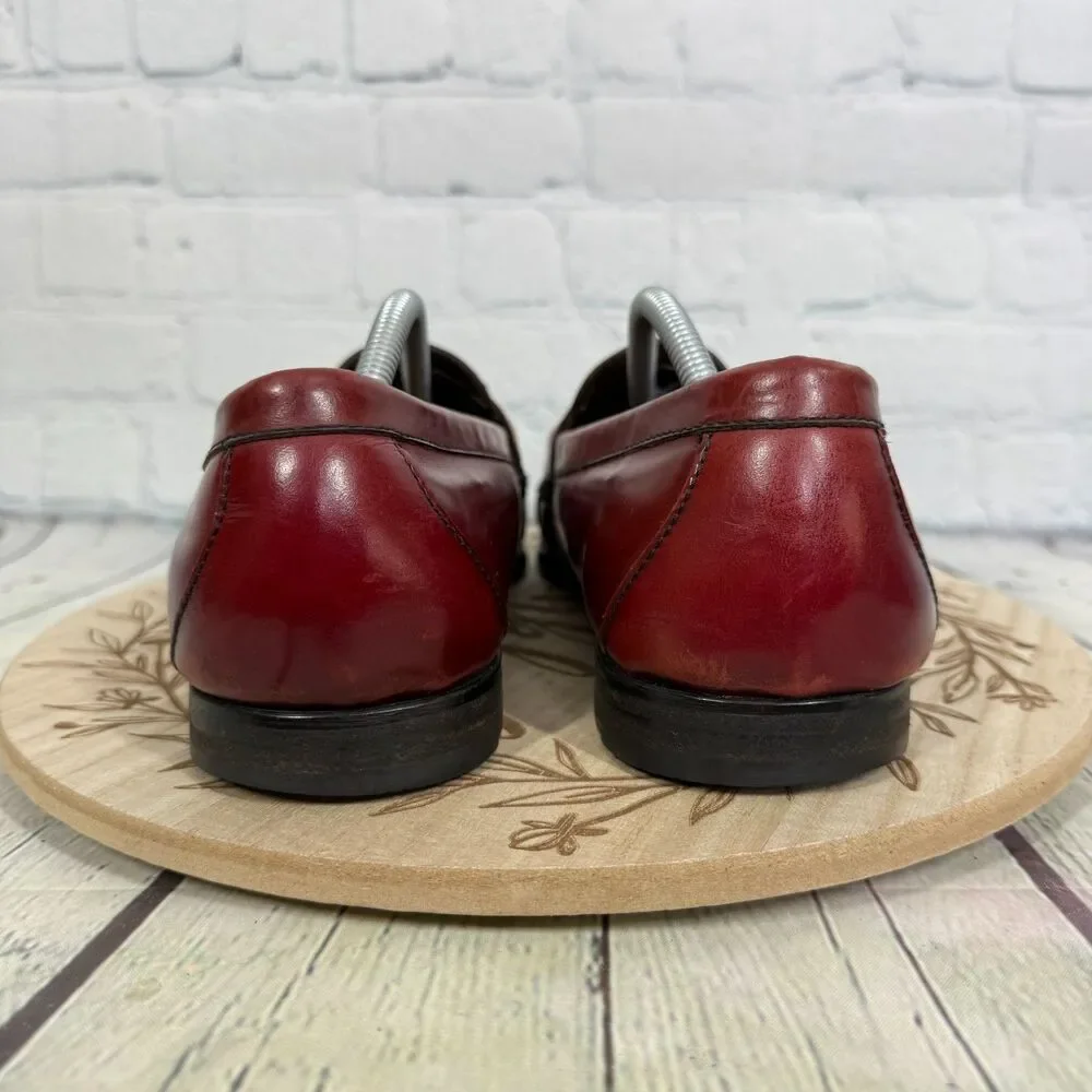 Cole Haan Pinch Tassel Loafers Men 10.5 Burgundy Oxblood Leather Dress Shoes